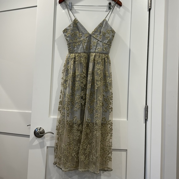 Self Portrait Floral Embroidered Mesh Midi Dress -  threedaughtersproperties.com